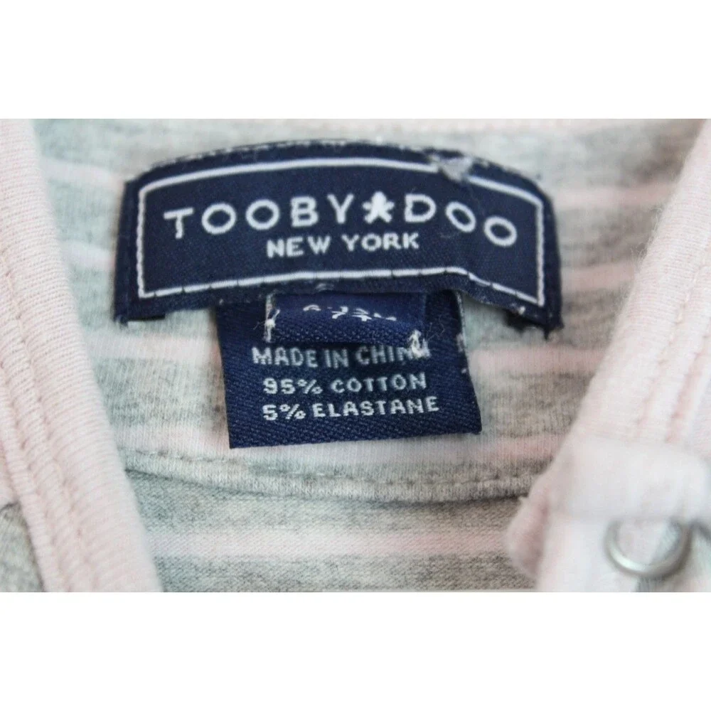 Toobydoo Chloe Stripe Baby Girls Long Sleeve Jumpsuit Pink Gray Size 6-12M